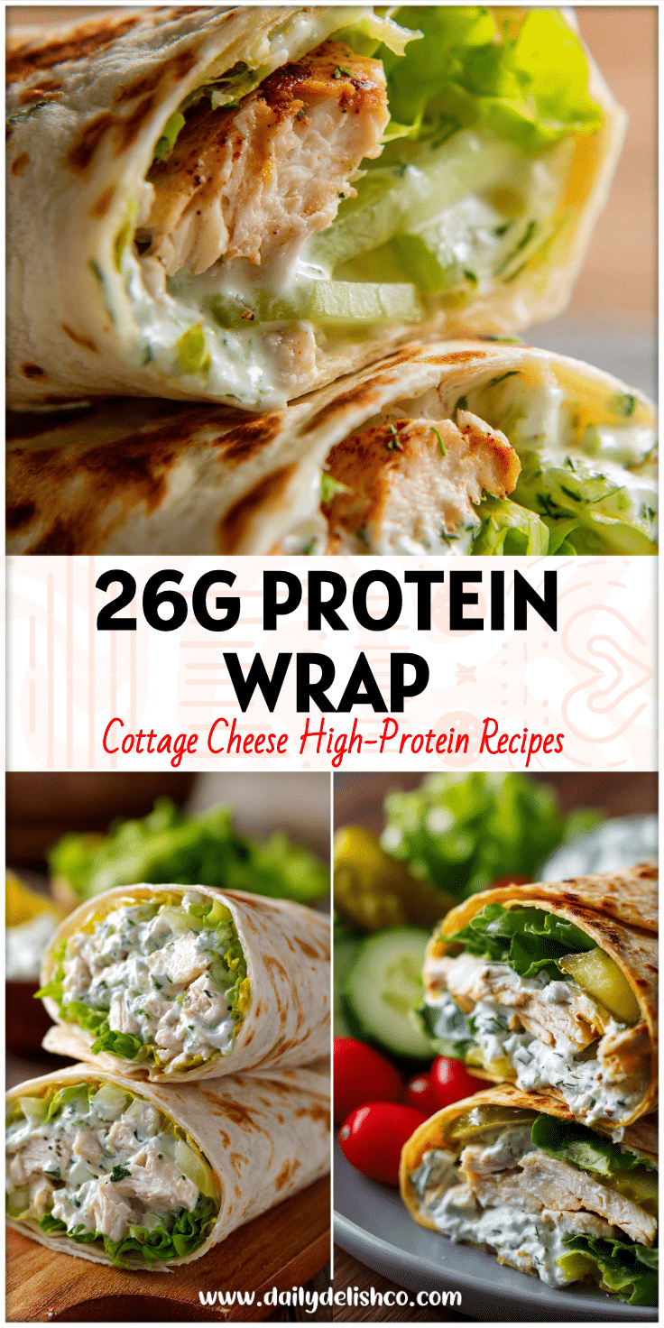 A fresh spring plate featuring Cottage Cheese Ranch Chicken Wraps with crisp lettuce, pickle cheese wrap style, showcasing high protein low carb cottage cheese recipes.